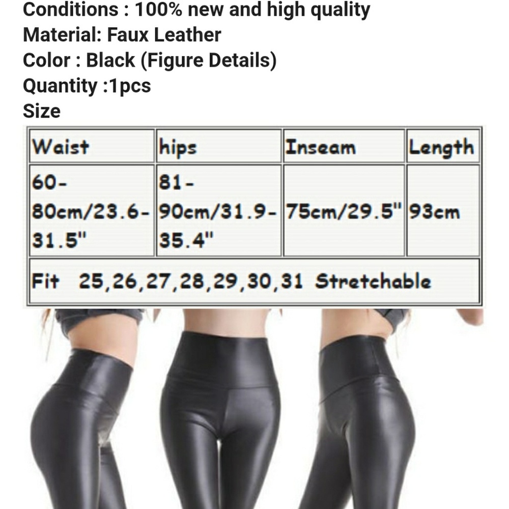 Black High Waist Leather Leggings - Picture 4 of 4